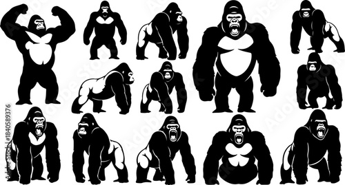 Monkey Silhouette Action Bundle