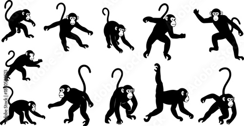 Monkey Silhouette Action Bundle