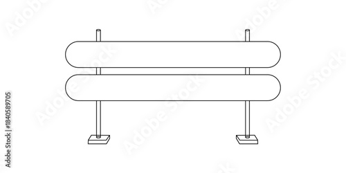 Highway guardrail safety barrier outline vector element isolated on transparent background
