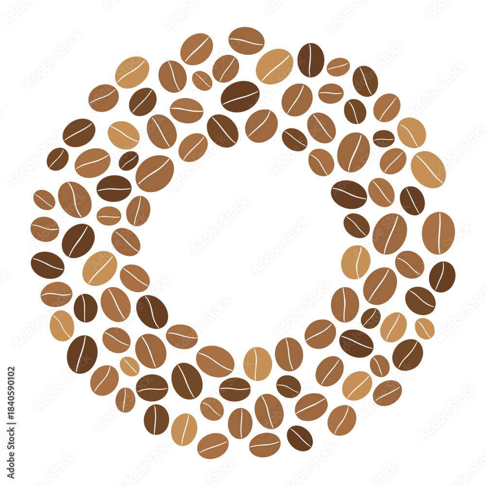 Obraz premium Coffee bean circle frame vector illustration isolated on white background
