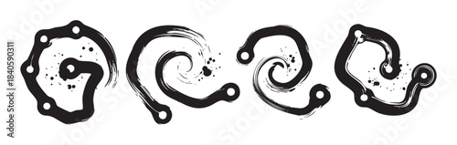 Abstract bicycle chain links rendered in a dynamic brushstroke style, creating a grunge and artistic vector illustration with swirling shapes.