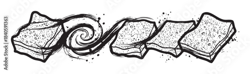 Abstract graphic elements with textured brushstroke lines creating a dynamic and artistic grunge-style composition, perfect for modern design projects and creative visuals.