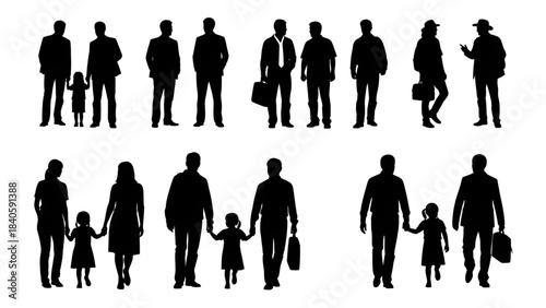Silhouettes of people for digital model of architecture and urbanism Vector illustration

