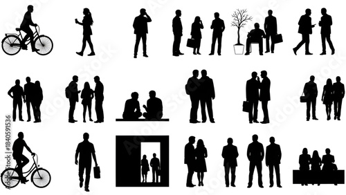 Silhouettes of people for digital model of architecture and urbanism Vector illustration
