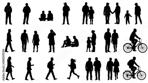 Silhouettes of people for digital model of architecture and urbanism Vector illustration

