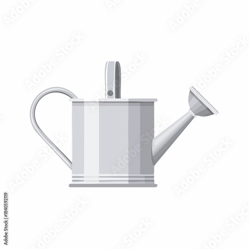 Silver Watering Can Garden Tool Plant Care Simple Design Gardening Equipment Pot Water Vessel Irrigation Metal