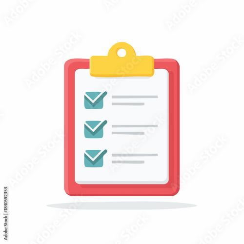 Clipboard Illustration with Checked Boxes and Checklist on White