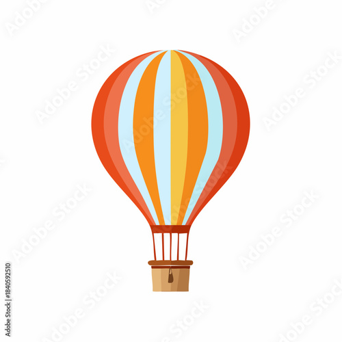 Striped Hot Air Balloon, Vector Illustration, Colorful, Sky Adventure, Air Travel, and Fun