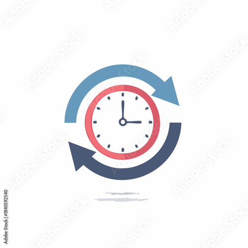 Clock with Arrows Rotating Around, Time Management Concept, Time Cycle