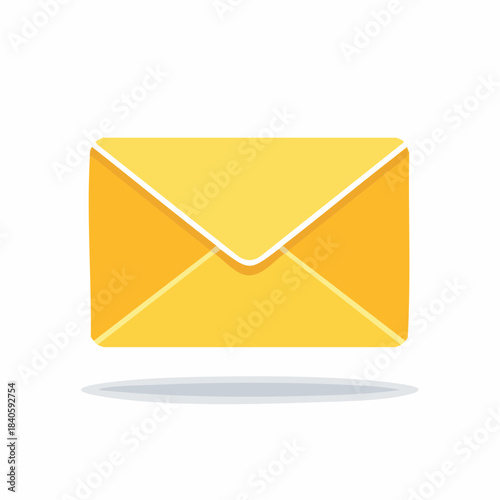Closed yellow paper envelope floating above the ground, depicting communication or correspondence, rendered in a simple and cartoonish style