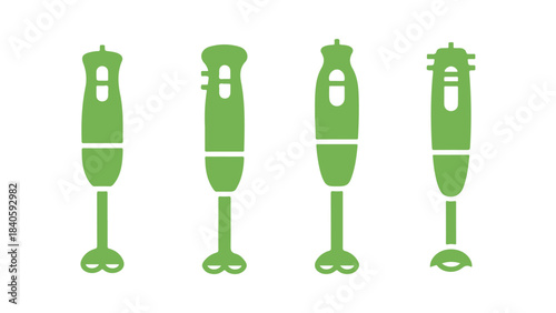 A hand blender that includes four diverse icon designs. Vector illustration