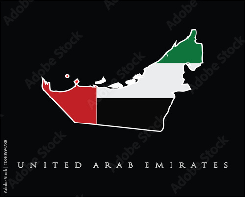 United Arab Emirates map with flag national symbol fo