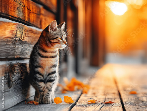 Cat back view walking