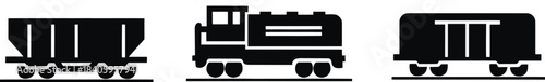 wagon and locomotive icon set. locomotive and wagon line icon collection. train, repair train and railway freight cars.container train icon sign, vector illustration !