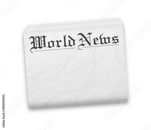 Realistic vector illustration of black and white newspaper layout. Isolated on white background
