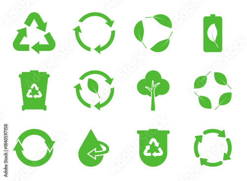 Recycling eco icons. Eco friendly signs isolated on white.