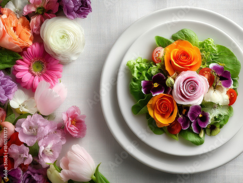Dinner on white background