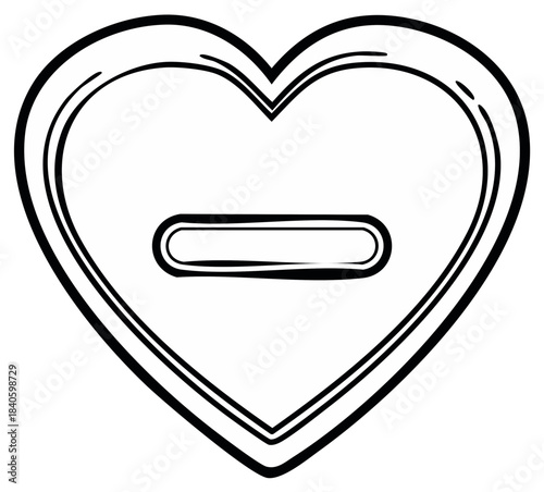 Stylized heart shape with a simple horizontal bar in the center, vector graphic