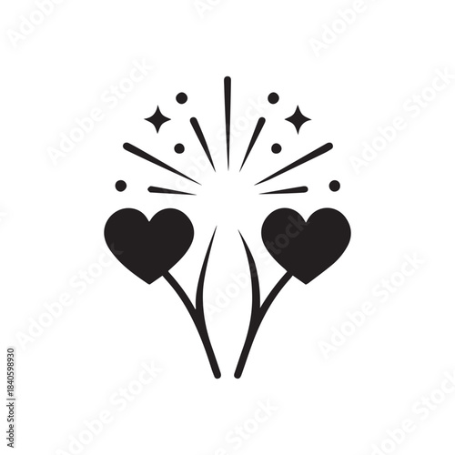 Love Fireworks Heart Silhouette