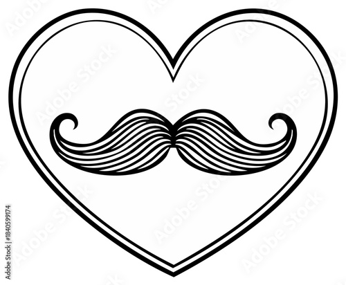 Stylized Mustache Icon within a Heart Shape