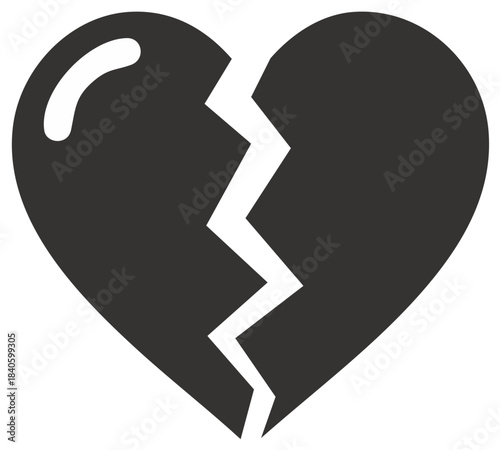Black broken heart symbol of sorrow and separation a digital vector graphic icon