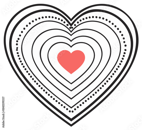Concentric Hearts with Red Center A Symbol of Love and Affection for Valentine's Day