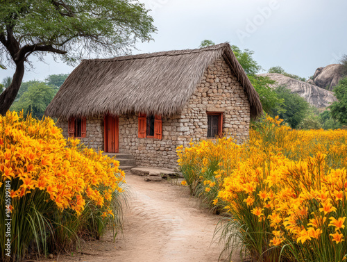 Indian farming village scene