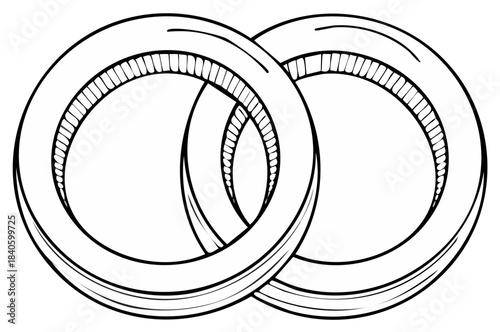 Illustration of two wedding rings intertwined together