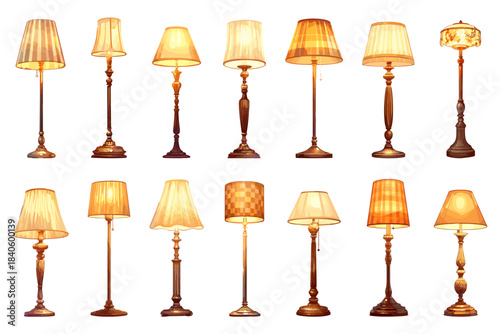 Set of cartoon lampshades, vector illustration