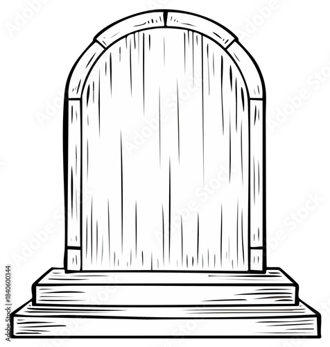 Tombstone illustration of a wooden grave marker