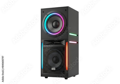 Modern portable speaker with vibrant colorful rgb light design