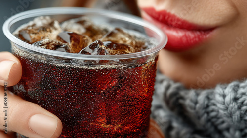 Person drinking soda from a...