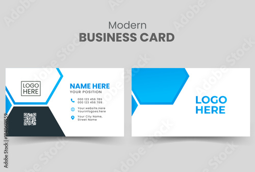 Modern Business Cards, blue visiting card template