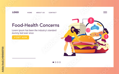 Vector Illustration of Food Health Concerns Online