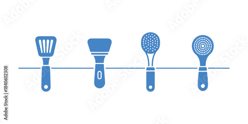 Four different designs of ultrasonic skin scrubber spatula. Vector illustration
