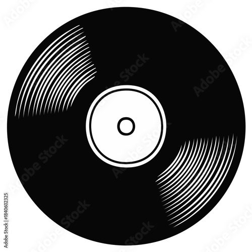 Vintage Vinyl Record with Grooves and Center Label Icon