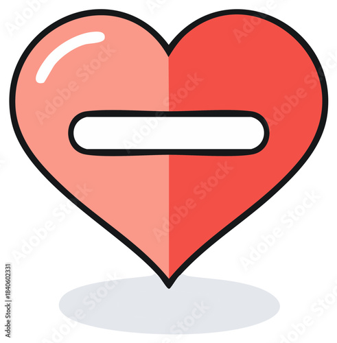 Heart Shape with Minus Sign Symbolizing Negative Emotions