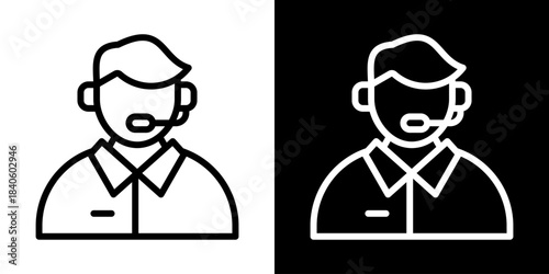 Call Canter Icon Of Line Black And White Style Vector Illustration

