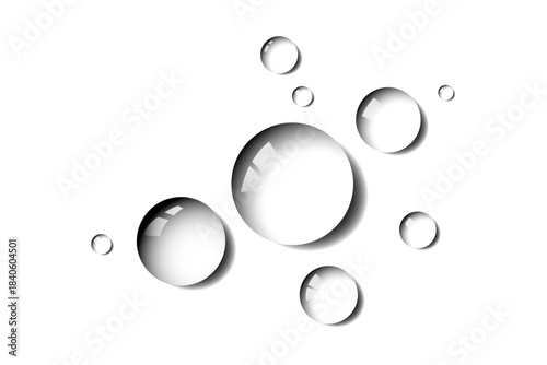 Transparent water drops top view on isolated png background – liquid water-drop, realistic clear droplet, cool wet aqua, clean splash and crystal bubble