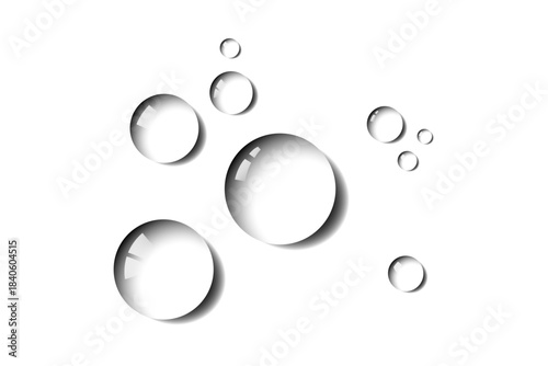 Transparent water drops top view on isolated png background – liquid water-drop, realistic clear droplet, cool wet aqua, clean splash and crystal bubble