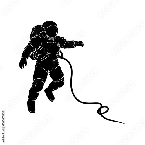 Bold silhouette of an astronaut floating in the boundless expanse of deep space, symbolizing human curiosity, scientific exploration, and the journey into the cosmic unknown