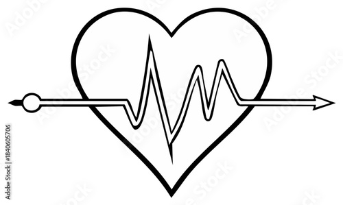 Heartbeat cardiogram symbol with arrow