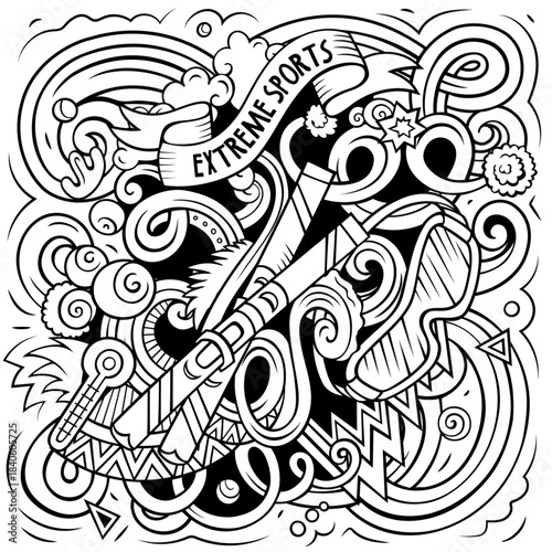 Ski Resort cartoon doodles illustration