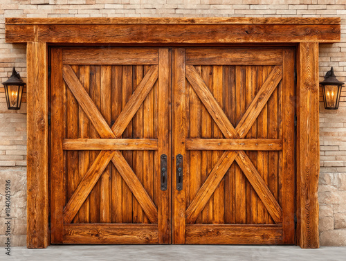 Wooden farm gate closed