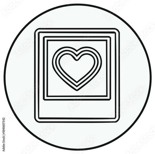Simple Heart Illustration Inside Vintage Instant Photo Frame