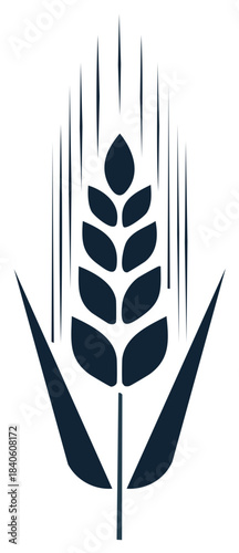 Stylized Wheat Stalk Illustration, Plant, Seed and Grain Icon Isolated, Vector