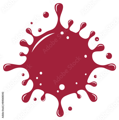 Vibrant Red Liquid Splash Splatter with Dripping Drops Vector Illustration