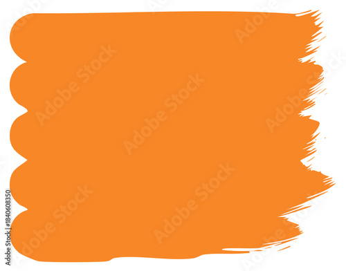 Rough orange paint stroke with rounded left edge and textured right edge