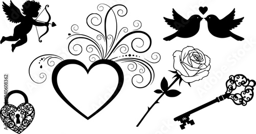 vector set of floral elements