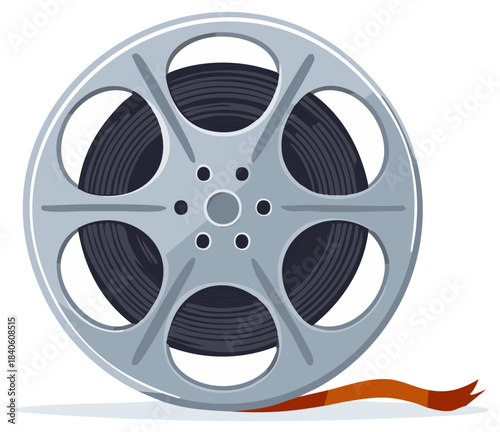 Vintage Film Reel With Unspooling Ribbon